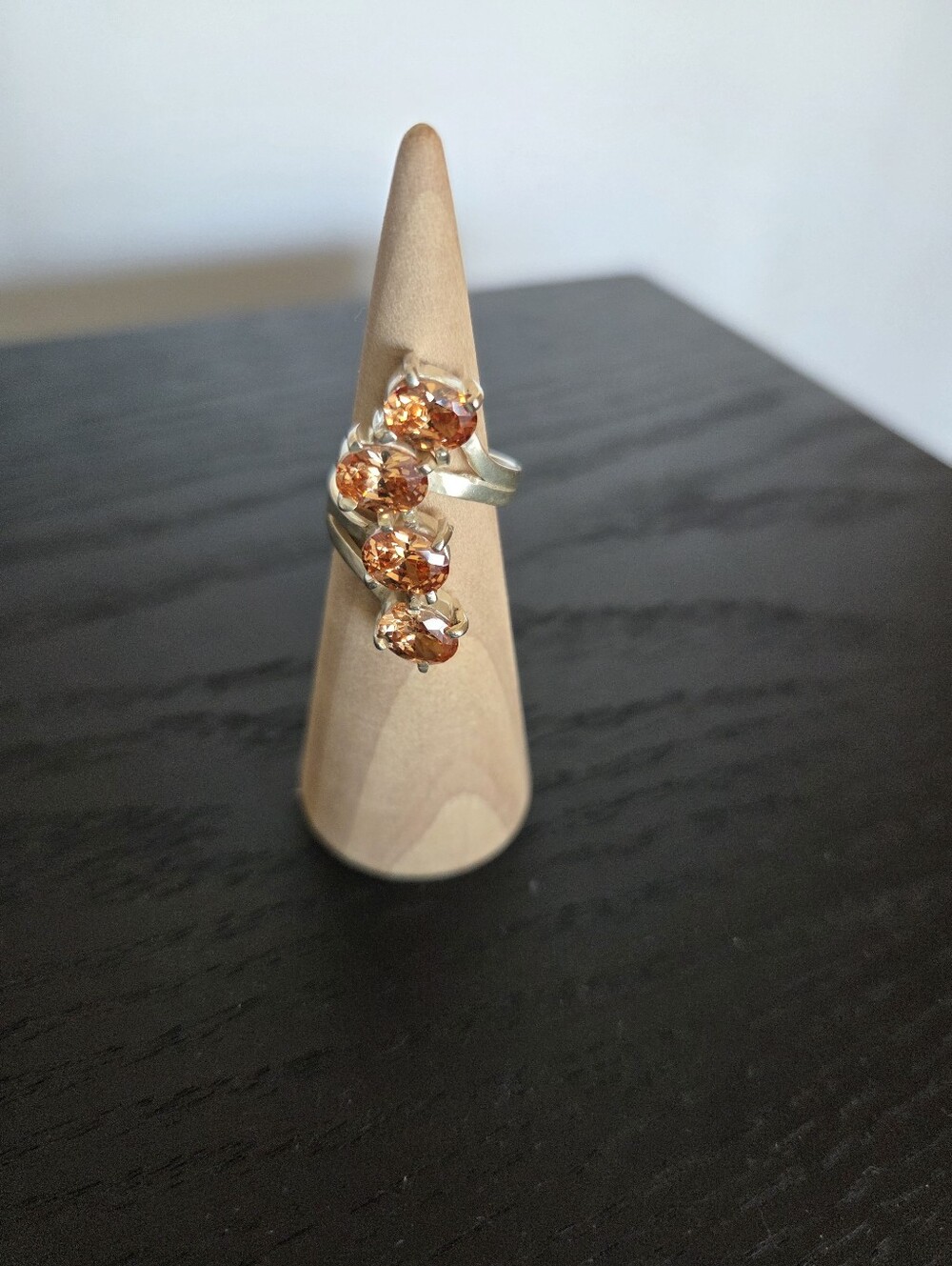 Sterling Ring with Four Citrine-color Stones